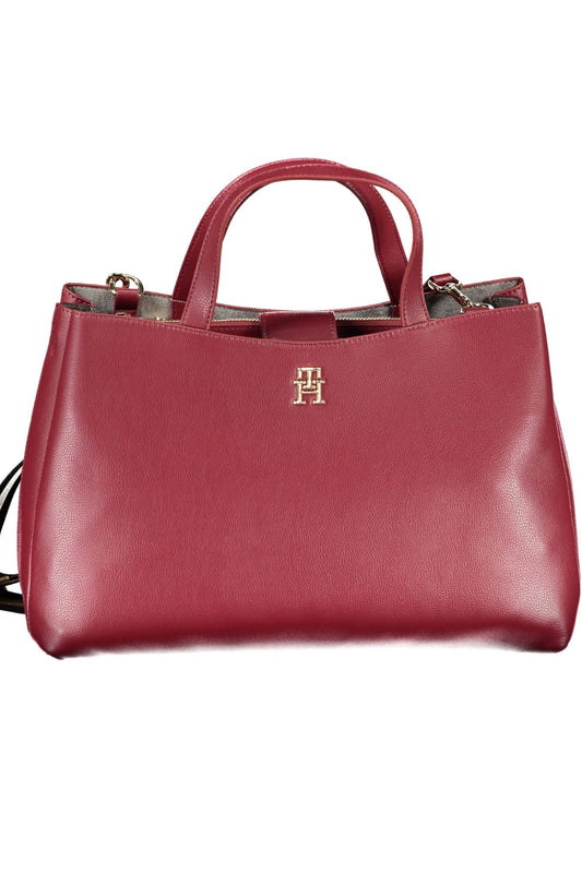 Radiant Red Dual-Compartment Handbag