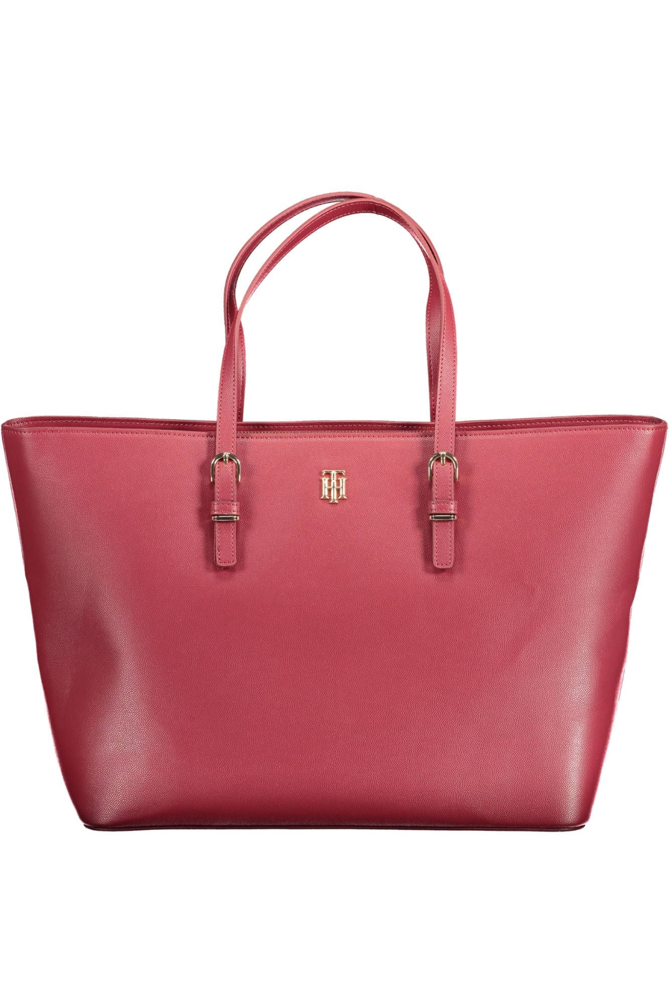 Elegant Red Shoulder Tote with Laptop Holder