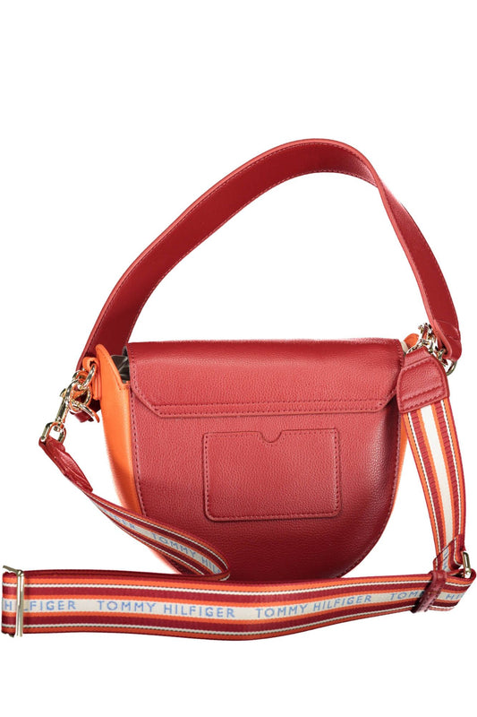 Chic Red One-Handle Satchel with Contrasting Details