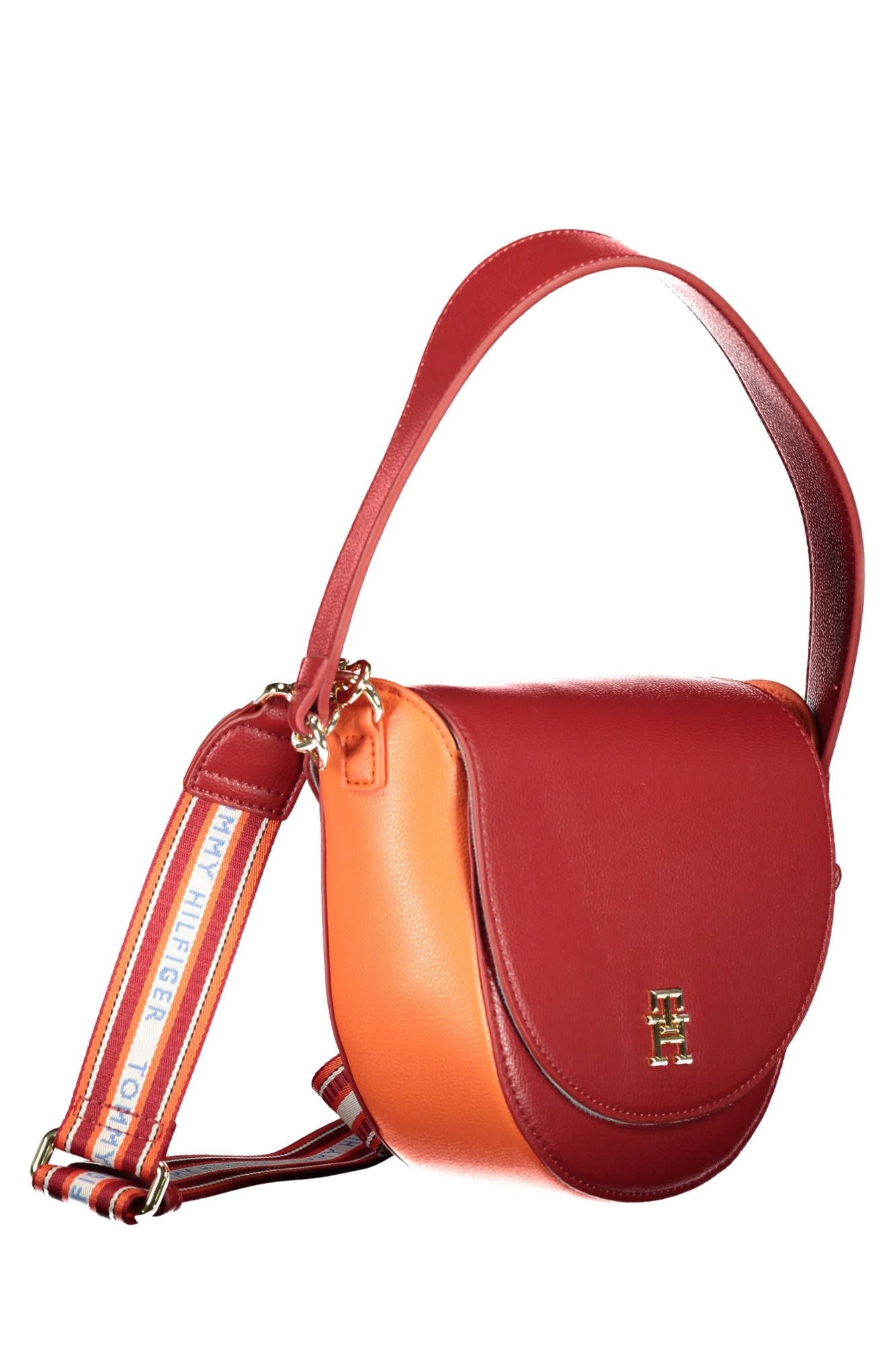 Chic Red One-Handle Satchel with Contrasting Details