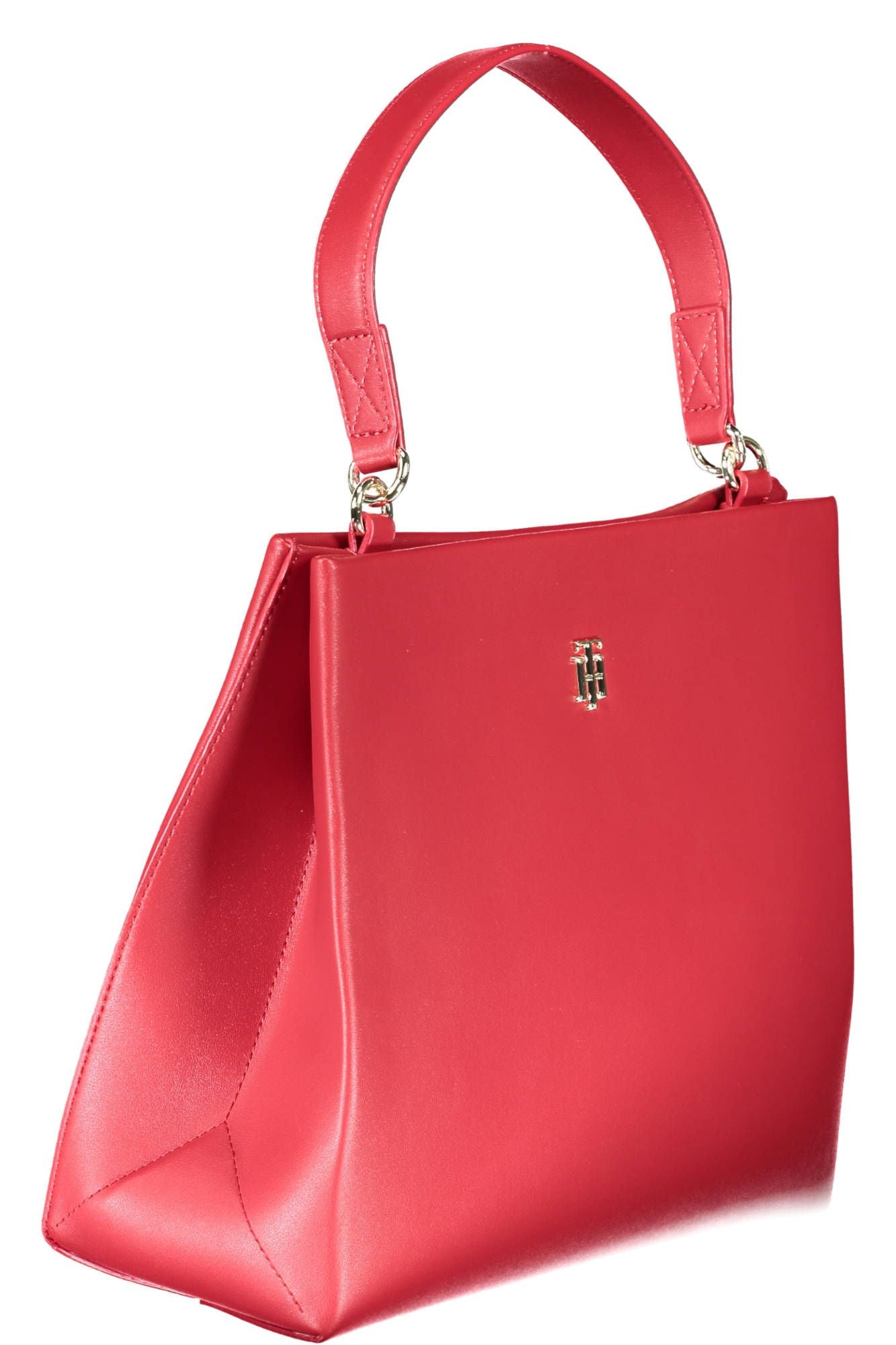 Chic Red Polyurethane Handbag with Logo Detail