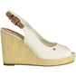 Chic White Embroidered Wedge Sandals