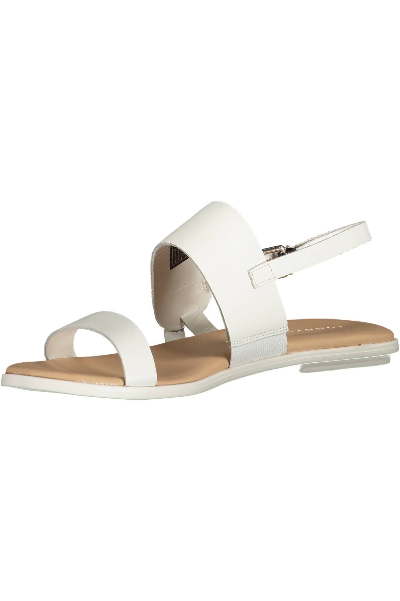 Chic Ankle Strap White Leather Sandals