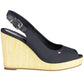 Chic Embroidered Wedge Sandals in Blue