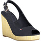 Chic Embroidered Wedge Sandals in Blue