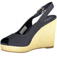 Chic Embroidered Wedge Sandals in Blue
