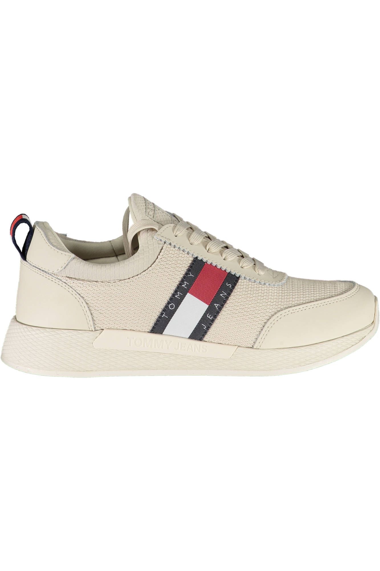 Sleek Beige Lace-Up Sneakers with Logo Accent