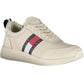 Sleek Beige Lace-Up Sneakers with Logo Accent