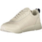Sleek Beige Lace-Up Sneakers with Logo Accent