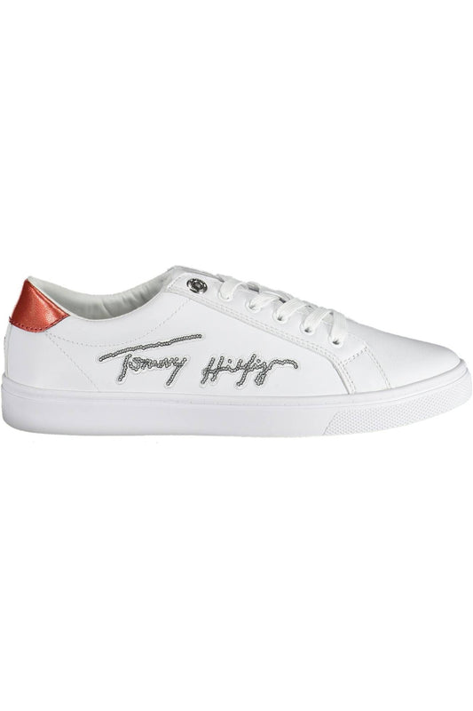 Chic White Lace-Up Sneakers with Logo Accent