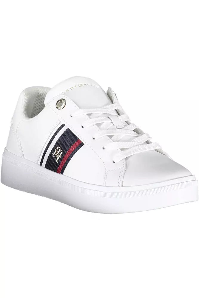 Chic White Lace-Up Sneakers with Logo Detail