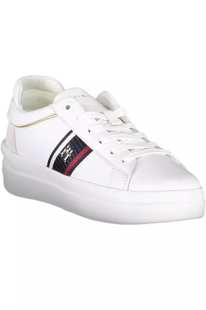 Chic White Lace-Up Sneakers with Logo Detail