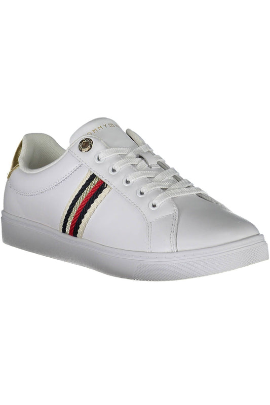 Sleek White Lace-Up Sports Sneakers