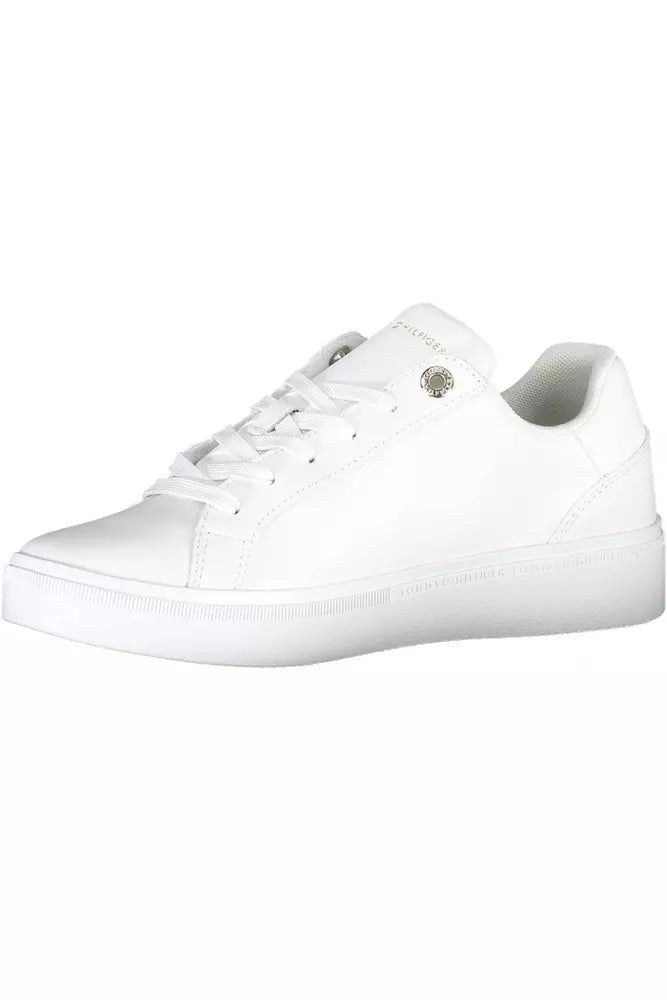 Chic White Lace-Up Sneakers with Logo Detail