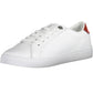Chic White Lace-Up Sneakers with Logo Accent