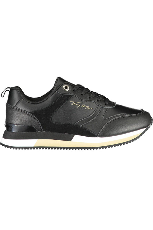 Sleek Black Lace-Up Sports Sneakers