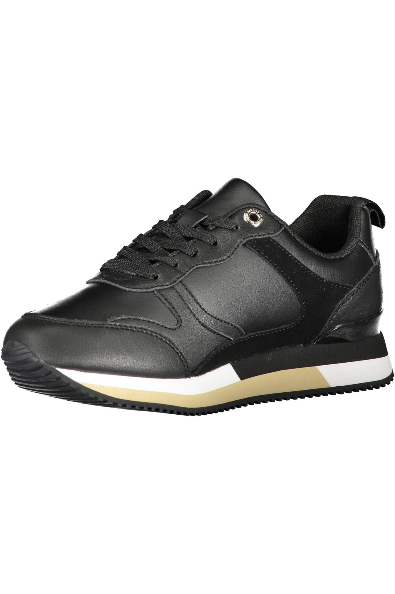 Sleek Black Lace-Up Sports Sneakers