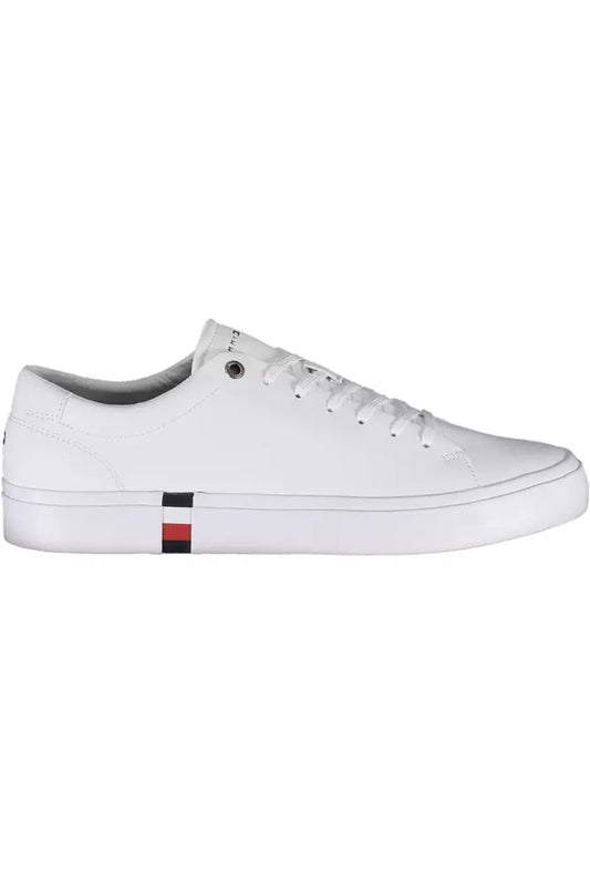 Sleek White Lace-Up Sneakers with Logo Detail