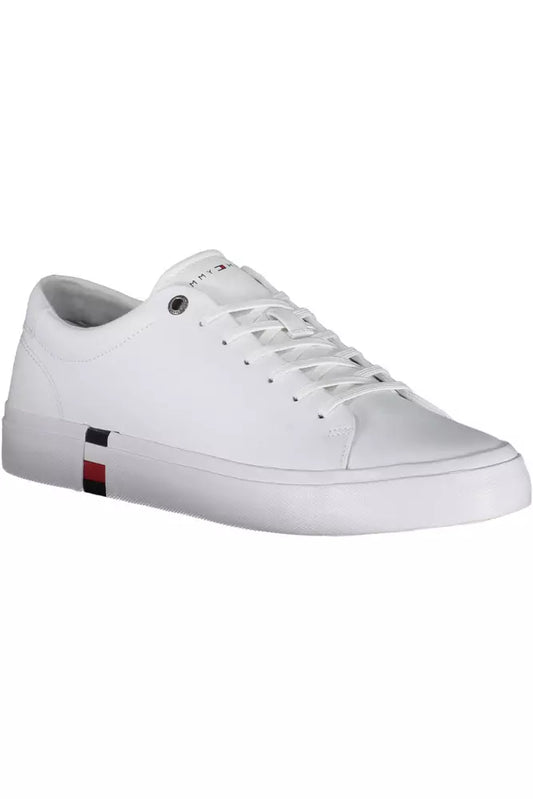 Sleek White Lace-Up Sneakers with Logo Detail