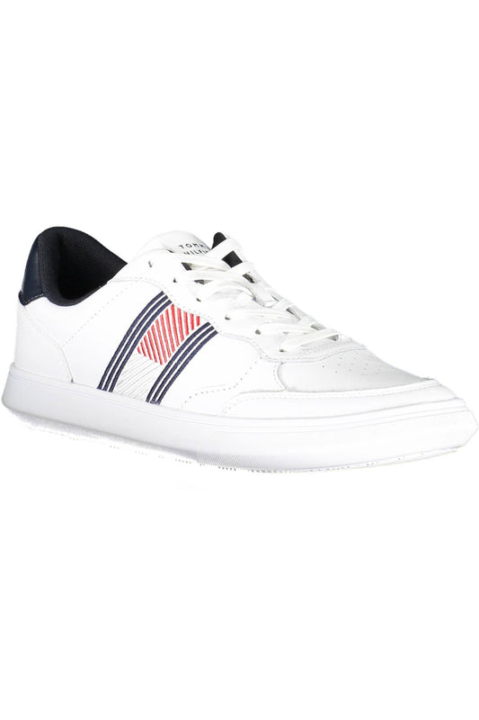 Sleek White Leather Sneakers with Embroidery Detail