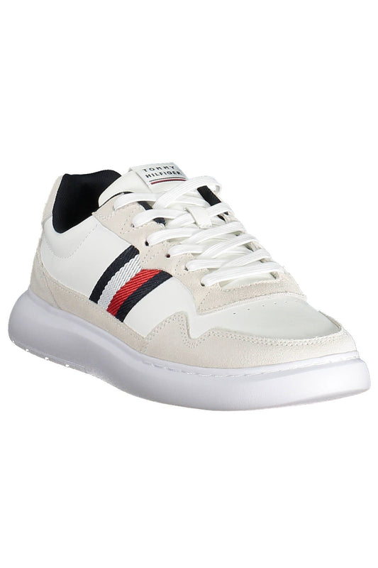 Sleek White Lace-up Sneakers with Contrast Detail