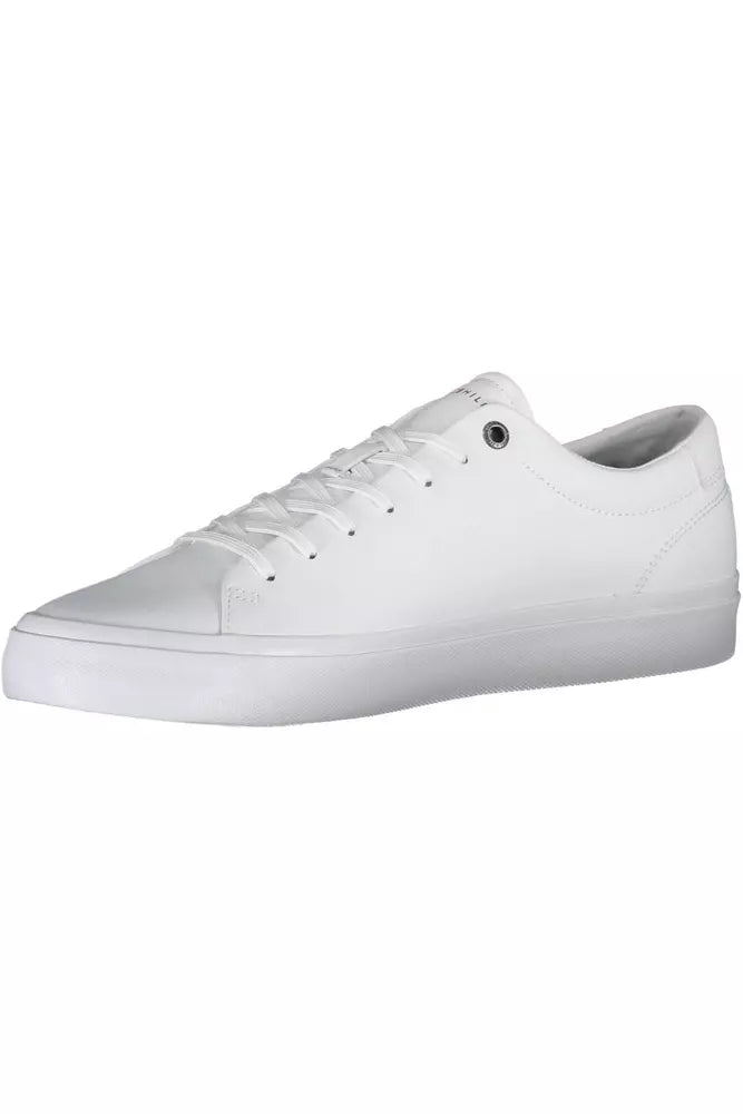 Sleek White Lace-Up Sneakers with Logo Detail