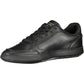 Iconic Black Leather Sneakers with Embroidery Accent