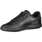 Sleek Black Leather Sneakers with Embroidered Logo
