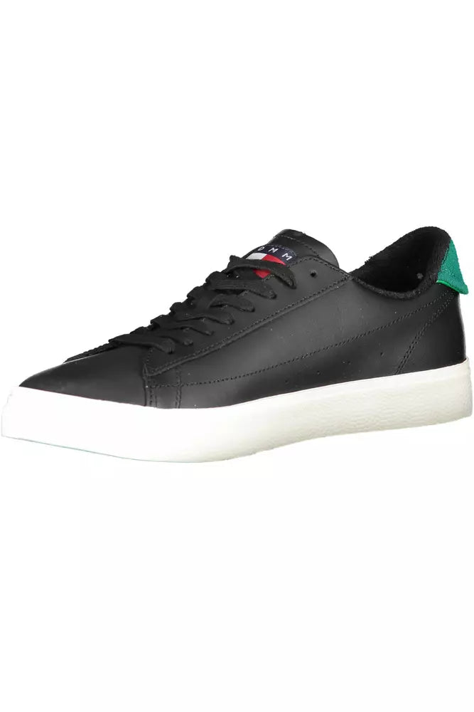 Sleek Black Lace-Up Sports Sneakers