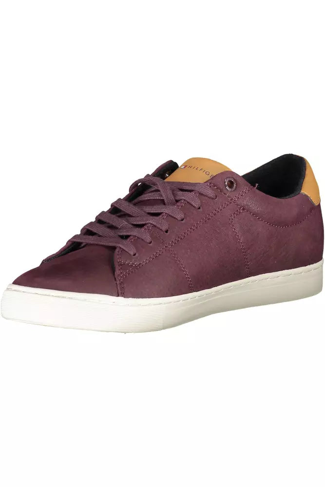 Purple Lace-Up Sneakers with Contrast Sole