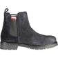 Chic Blue Ankle Boots with Logo Accent