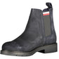 Chic Blue Ankle Boots with Logo Accent