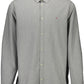 Elegant Gray Italian Collar Cotton Shirt