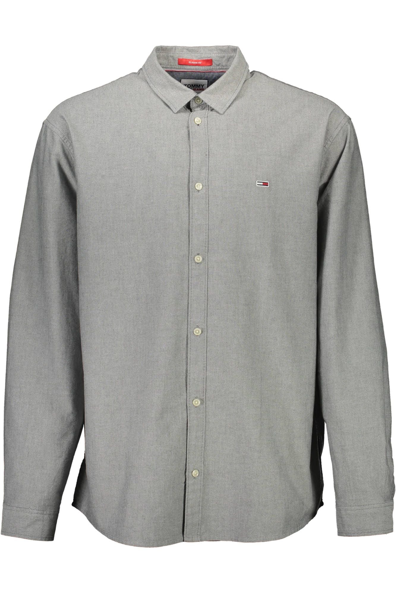 Elegant Gray Italian Collar Cotton Shirt