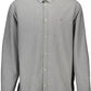 Elegant Gray Italian Collar Shirt with Embroidery