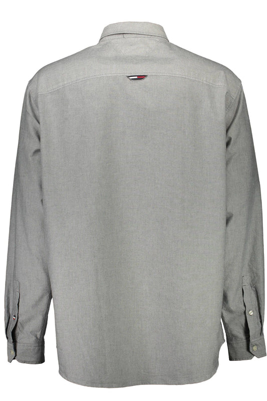 Elegant Gray Italian Collar Cotton Shirt