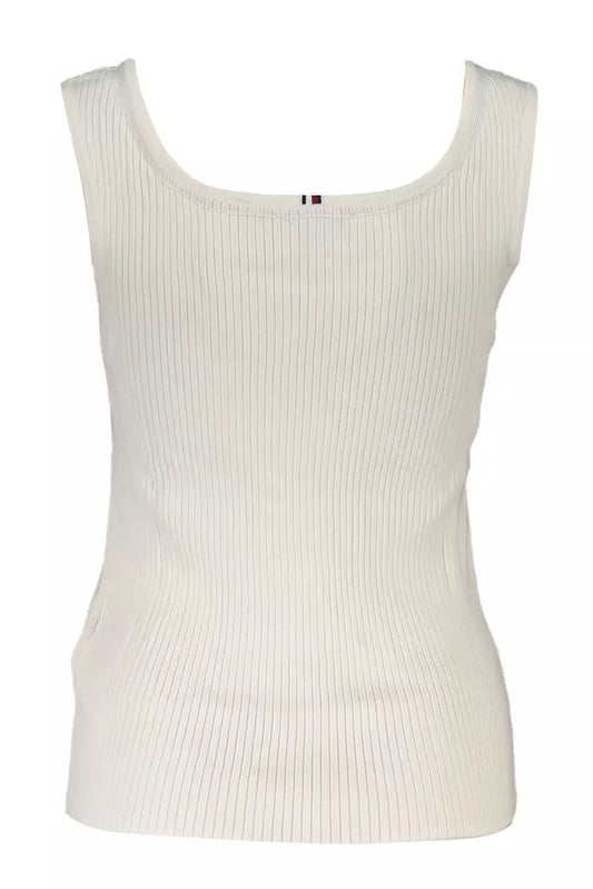 Elegant White Tank Top with Contrasting Details