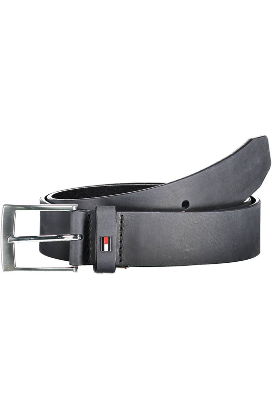 Elegant Blue Leather Belt with Metal Buckle