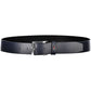 Elegant Blue Leather Belt with Metal Buckle