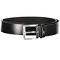 Elegant Black Leather Belt with Metal Buckle