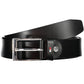 Elegant Black Leather Belt with Metal Buckle