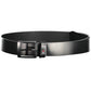 Sleek Black Leather Belt with Metal Buckle