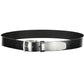 Elegant Black Leather Belt with Metal Buckle