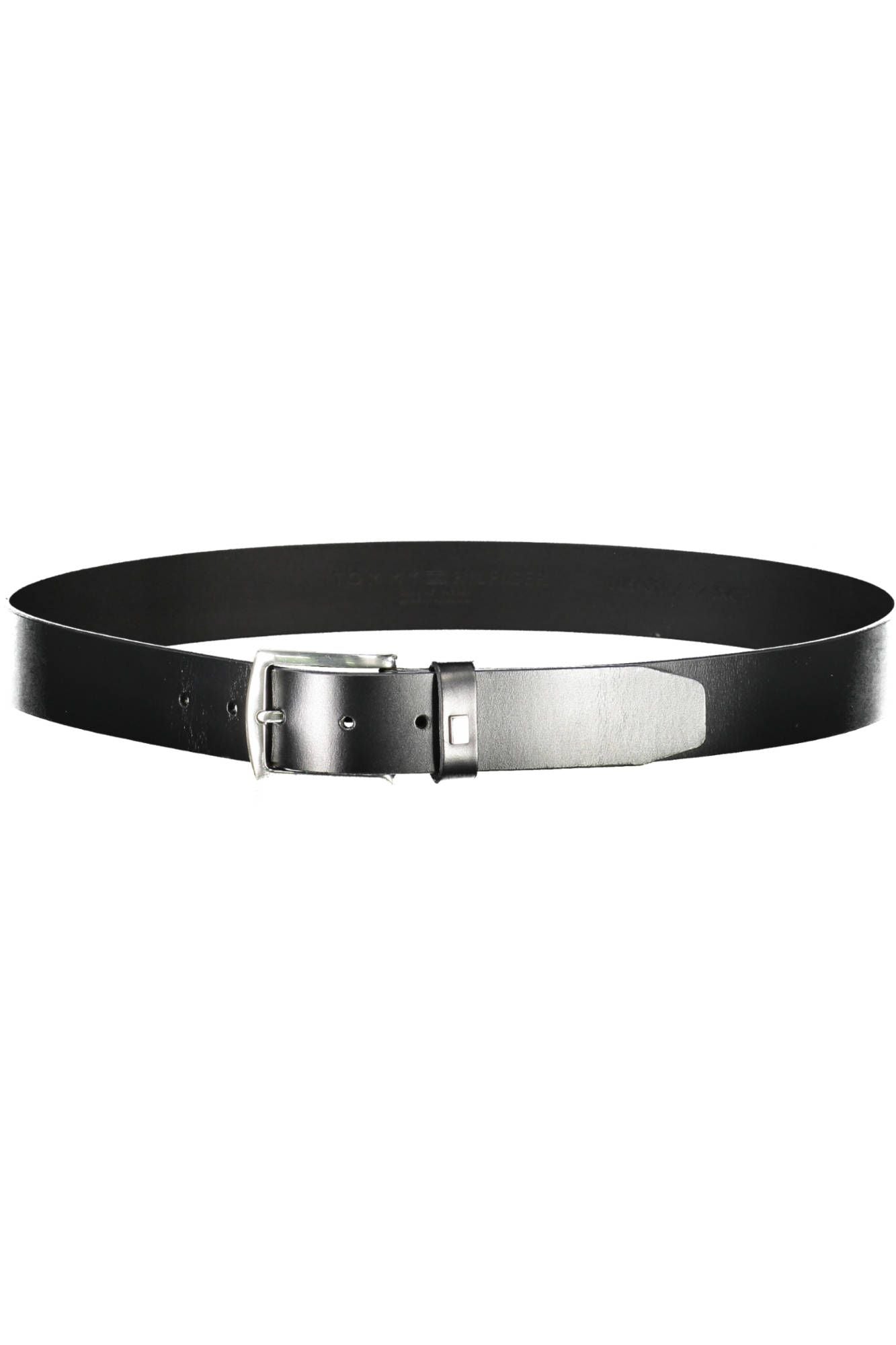 Elegant Black Leather Belt with Metal Buckle