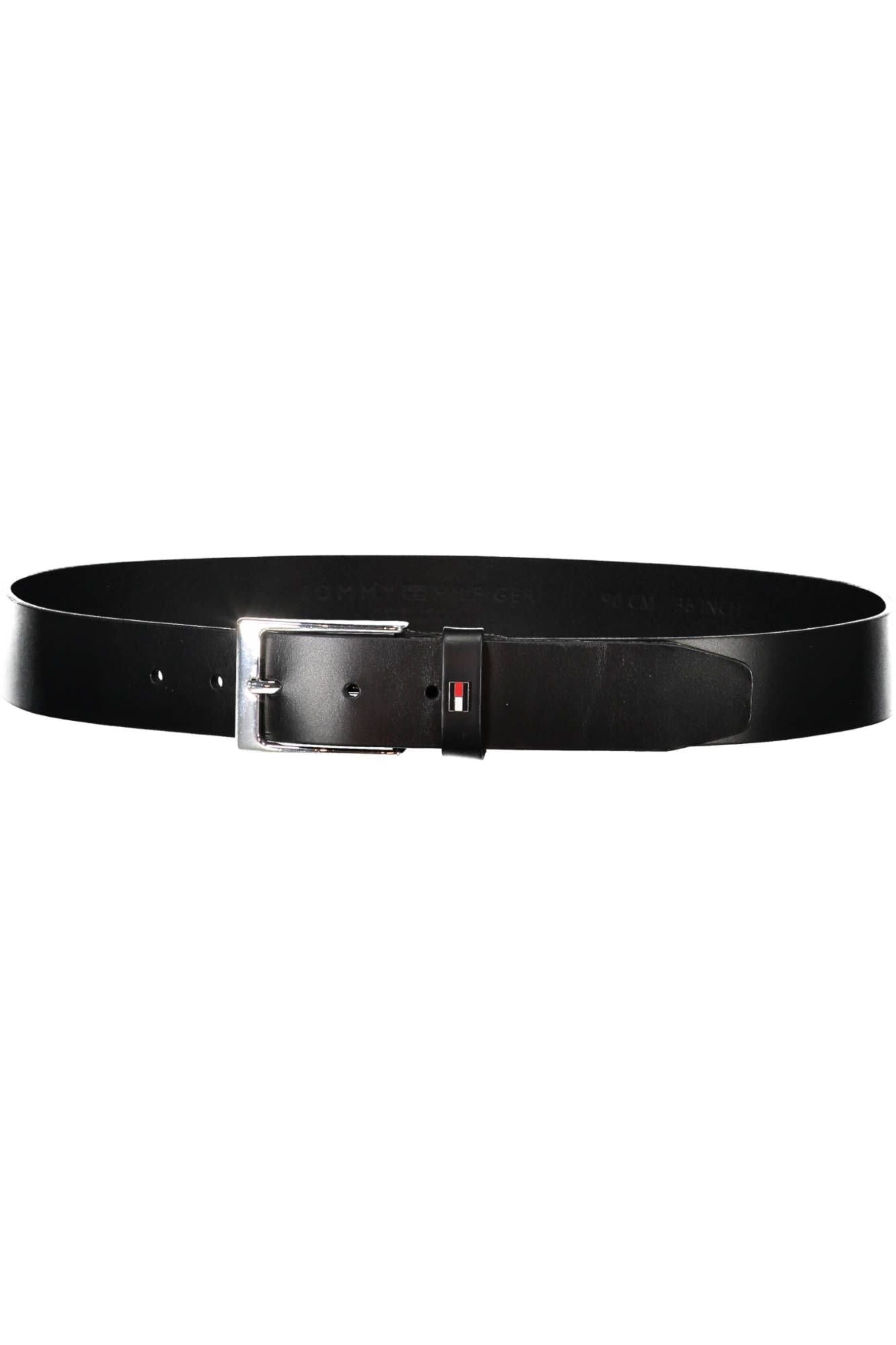 Elegant Black Leather Belt with Metal Buckle