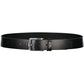 Sleek Black Leather Belt with Metal Buckle