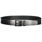Sleek Black Leather Belt with Metal Buckle