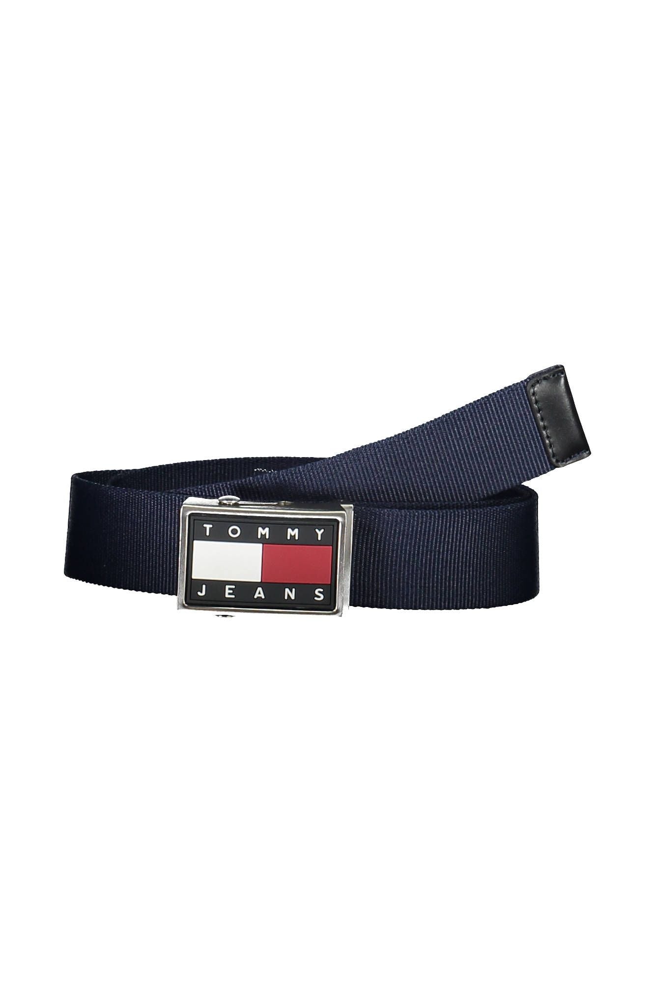 Eco-Conscious Blue Designer Belt with Logo Buckle