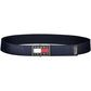 Eco-Conscious Blue Designer Belt with Logo Buckle