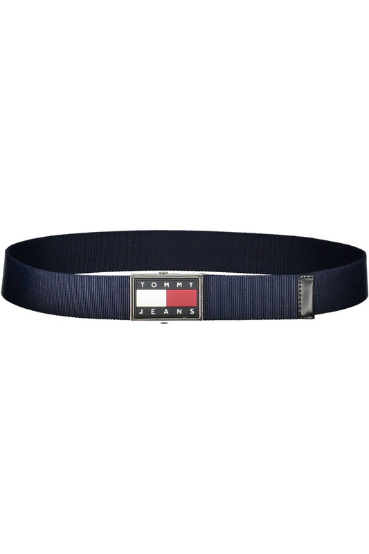 Eco-Conscious Blue Designer Belt with Logo Buckle